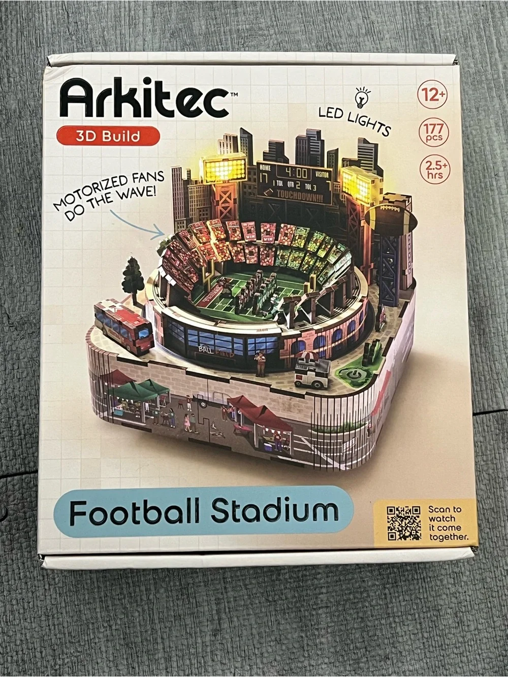 Arkitec 3D Build Football Stadium Puzzle w/ LED Lights, Cardboard, 12+